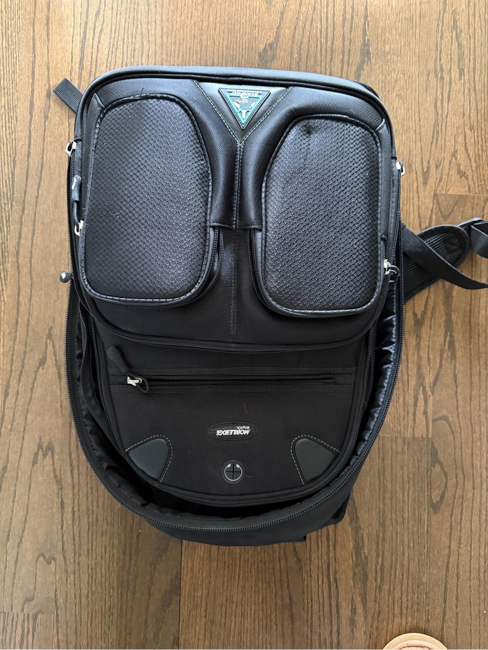 Men's Black Crossbody Backpack with Twin Front Pockets
